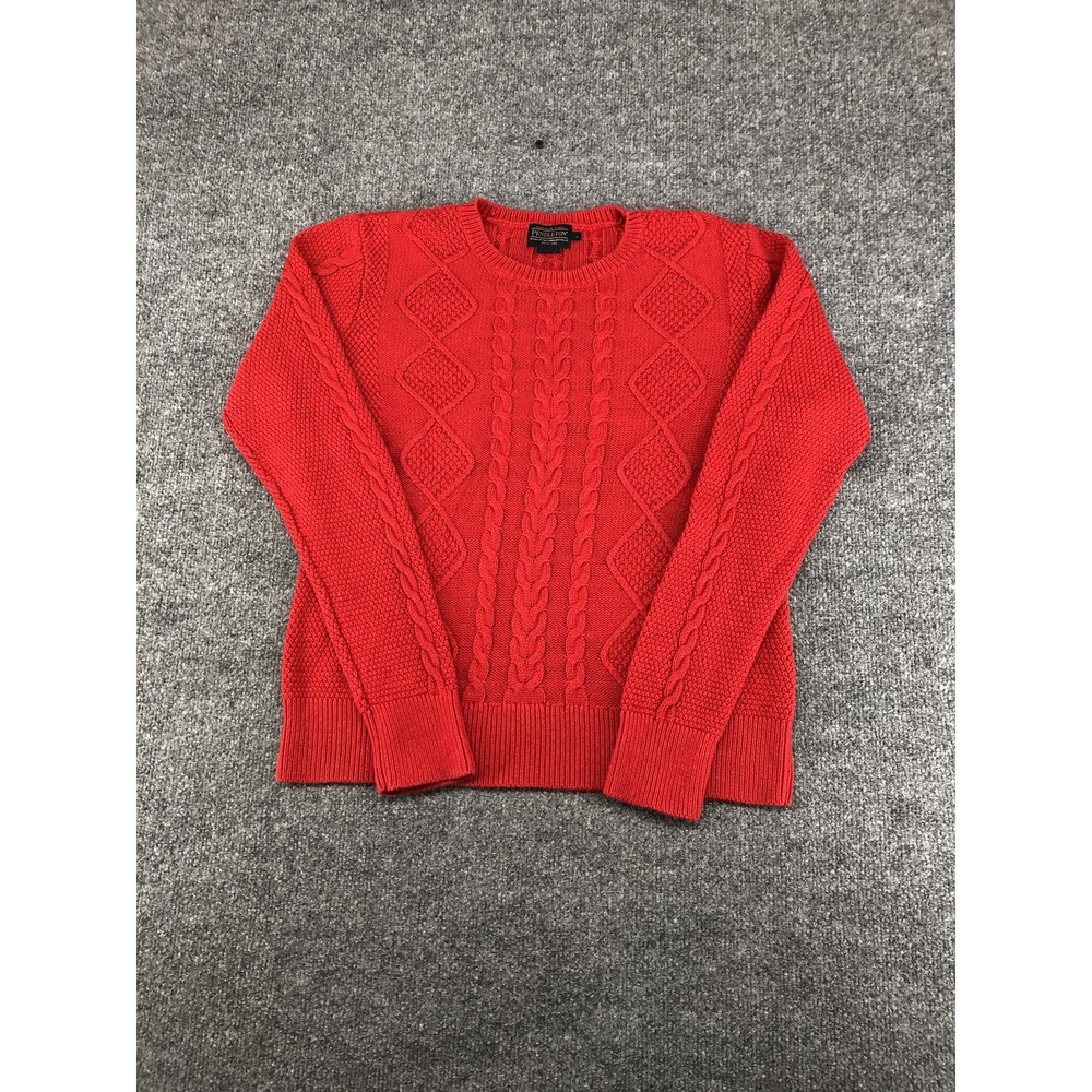 Pendleton Sweater Mens Large Cable Knit Crewneck Pullover Classic Warm Knitwear